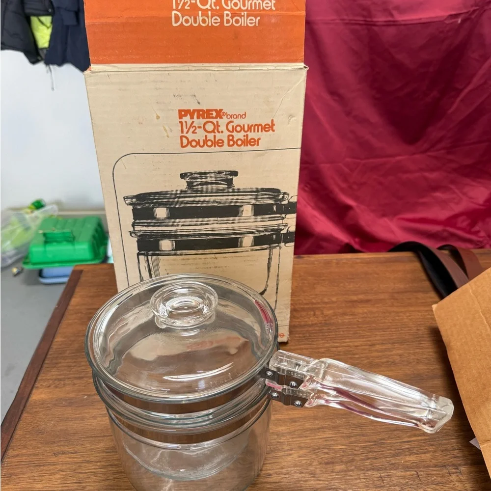 Vintage Pyrex Clear Glass Double Boiler‎ in Original Box